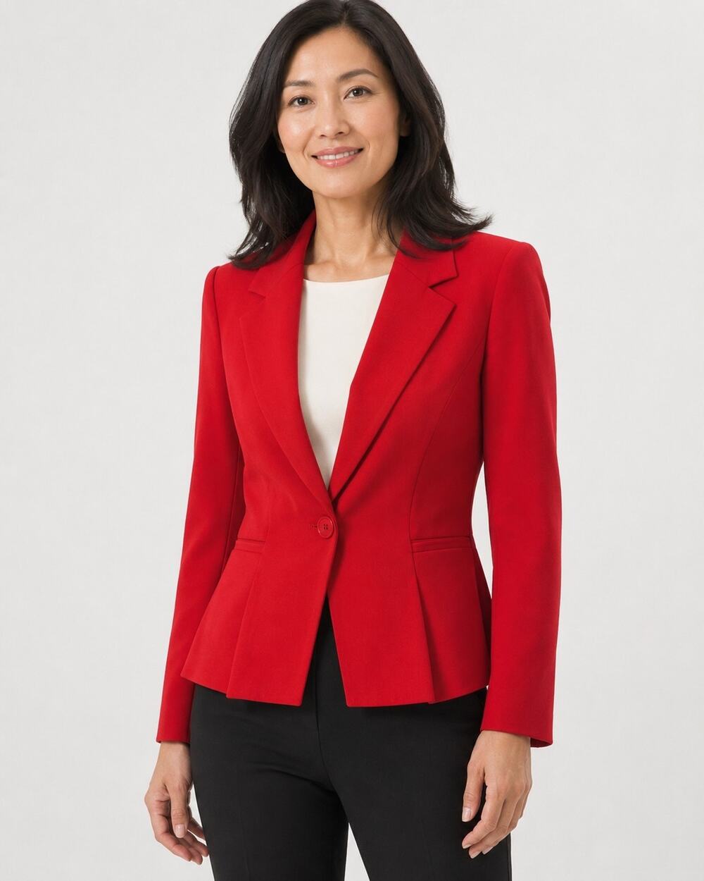 White House Black Market Womens 10 Red Peplum Blazer Stretch Career Jacket